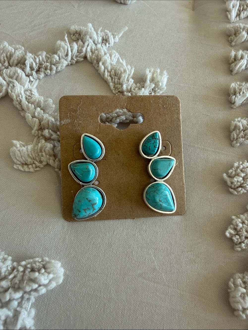 Source Unknown Turquoise Teardrop Trio Drop Earrings - Women Jewelry